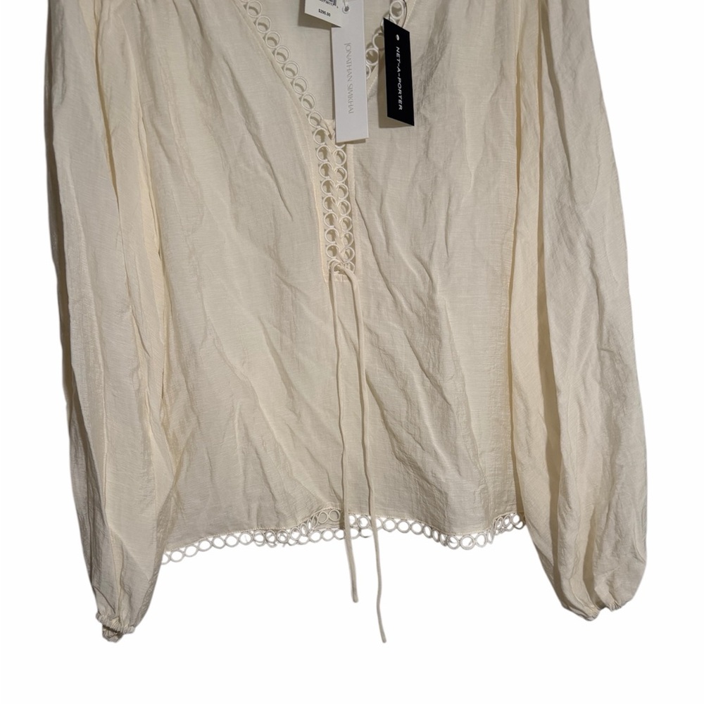Johnathan Simkhai Rhodes summer lace up cream blouse NWT - Picture 7 of 9
